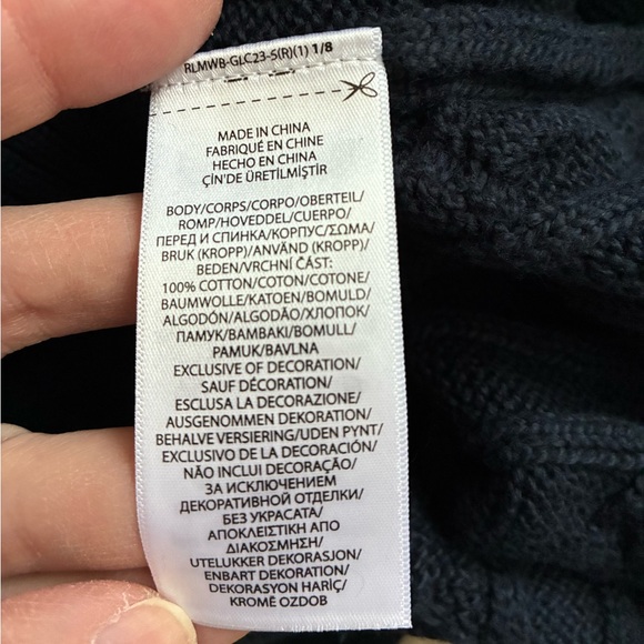 Polo Ralph Lauren Cotton Cable Knit Sweater Navy Blue XL - Picture 7 of 8